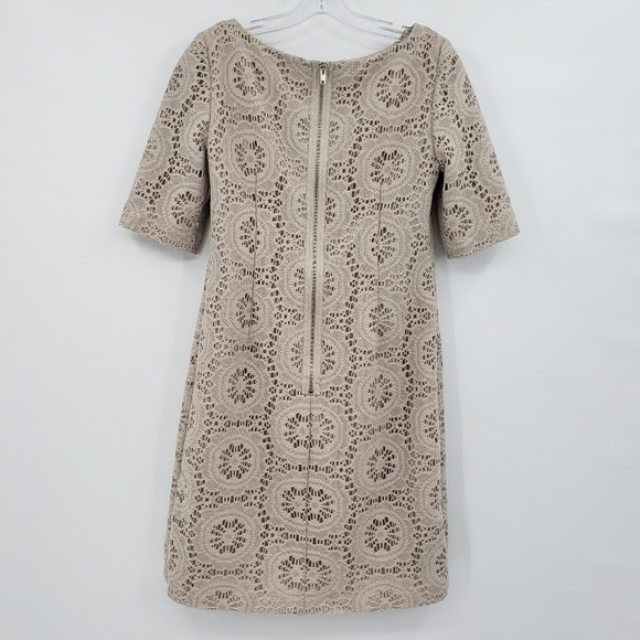 Adrianna Papell Ivory Floral Overlay Crochet Shift Dress - Picture 3 of 8